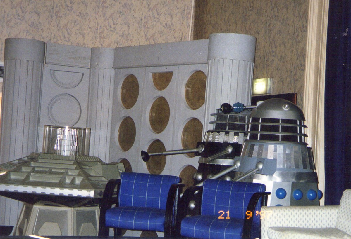 thatcedric's tweet photo. @ThePrydonian @themindrobber Many Panopticon 1997 photos here with these lurking in the background Daleks. https://t.co/tnh2pikWeA