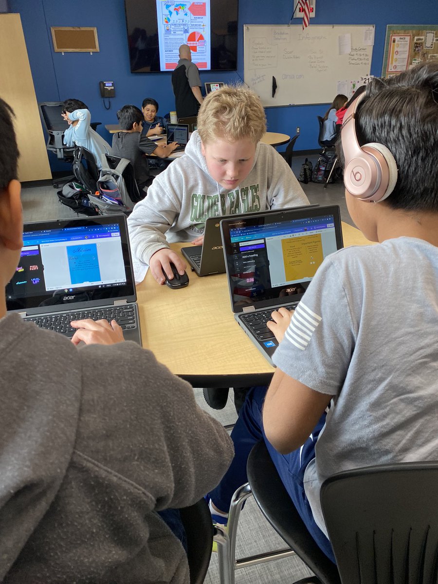 CTroutmanTech's tweet image. Mr. Nemeth’s 6th grade Social Studies classes are coming up with their own religions. Ss used @canva to design infographics that share the main aspects of their religion. The most common holiday in these fictional religions - the creator’s birthday! @erms_DCSD #BetterTogetherDCS