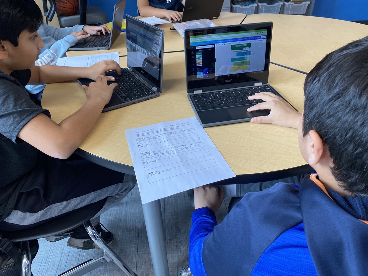 CTroutmanTech's tweet image. Mr. Nemeth’s 6th grade Social Studies classes are coming up with their own religions. Ss used @canva to design infographics that share the main aspects of their religion. The most common holiday in these fictional religions - the creator’s birthday! @erms_DCSD #BetterTogetherDCS