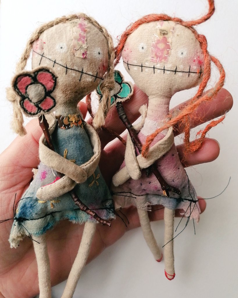 Handmade art dolls inspired by folk art and by my love of weird things.
Designed to be perfectly imperfect, these two cuties are ready to hang on your walls.
Available on Big Cartel
Littlebirdofparadise.bigcartel.com

#MHHSBD #shopindie #SmallBusiness #inbizhour