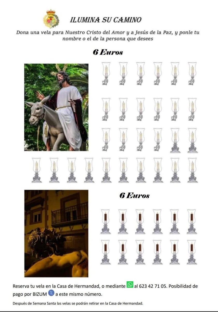 Como cada año dan comienzo las campañas de venta de la cera que acompaña a nuestros Sagrados Titulares. 

Interesados pónganse en contacto por el Whats App de la Cofradía.