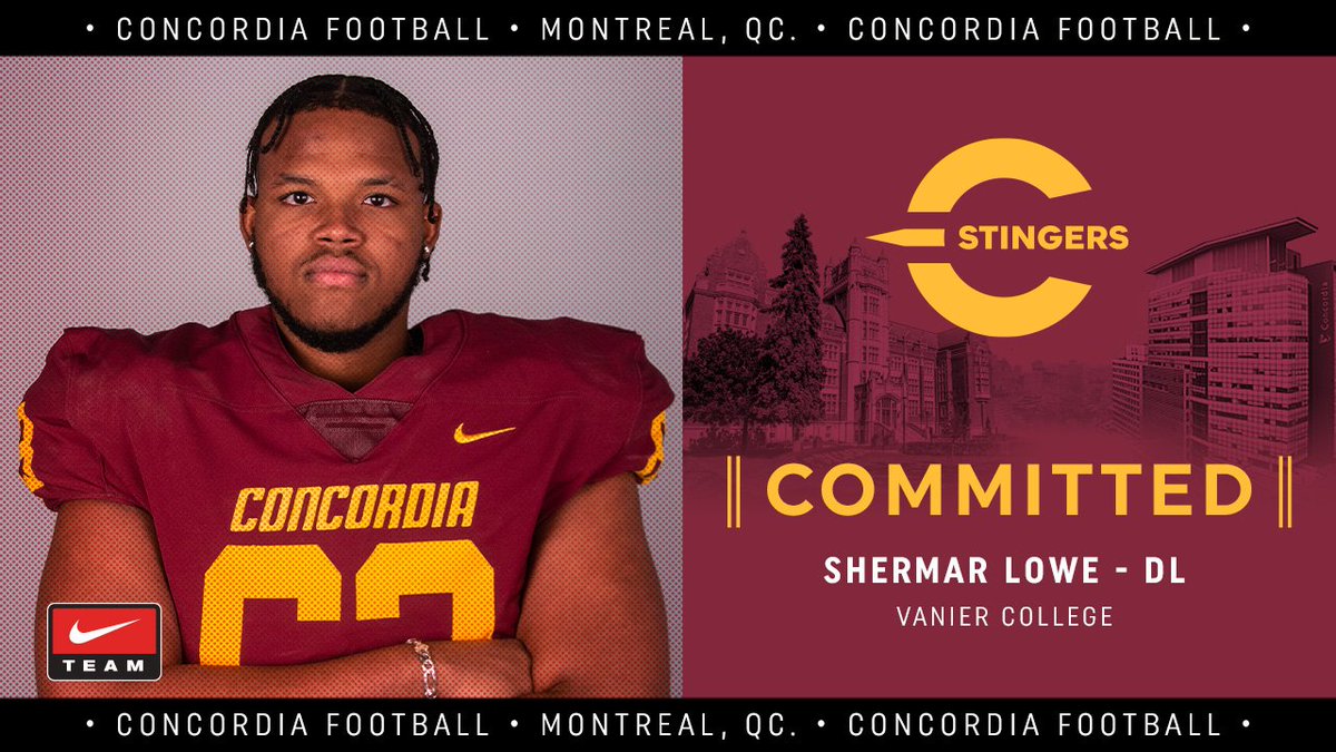 Concordia_FB's tweet photo. More reinforcements up-front. Please welcome defensive lineman from Vanier College - Shermar Lowe!

#CUfootball #CUstingers https://t.co/TApbnAwlla
