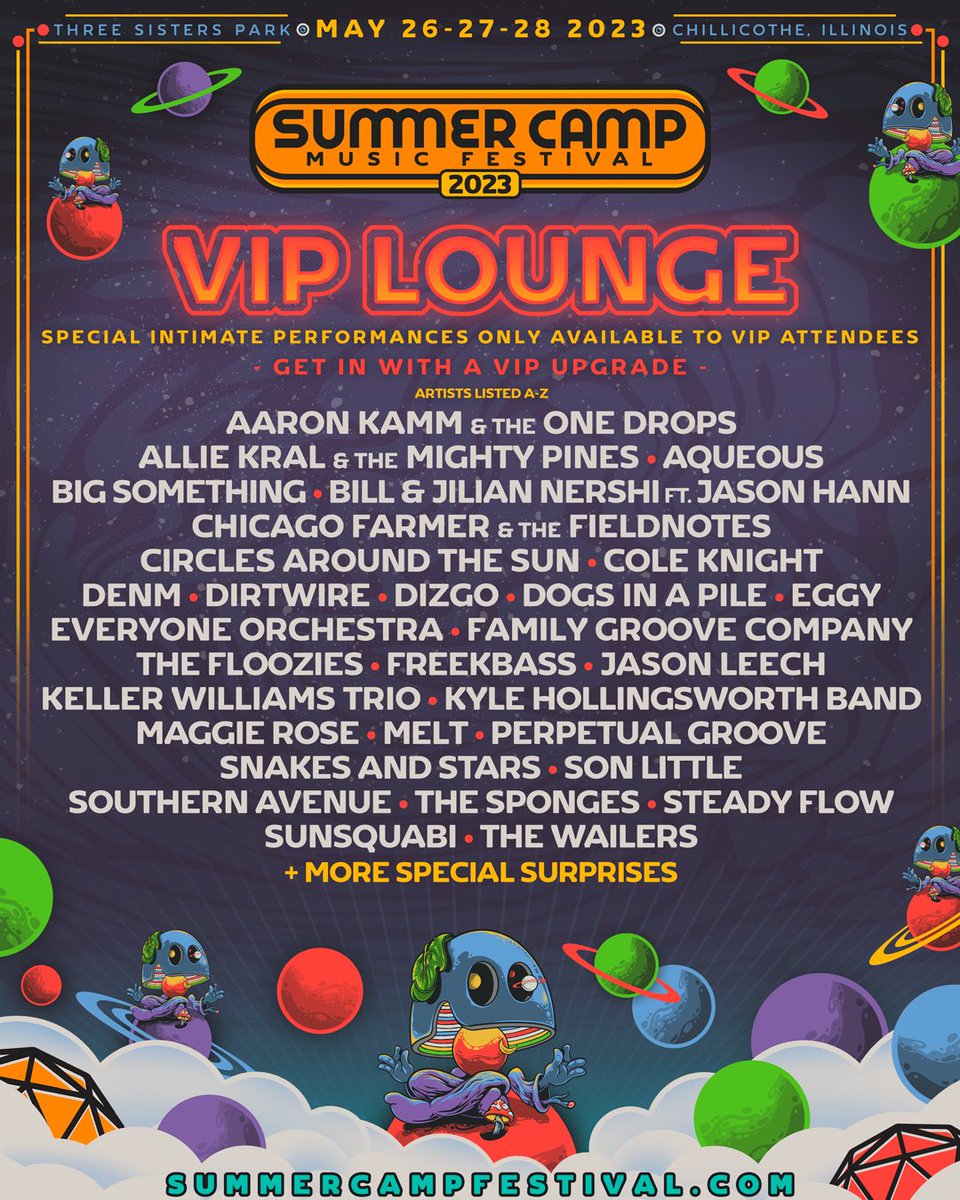 Summer Camp! We're stoked to be playing an intimate set in the VIP Lounge in addition to our main festival performance. Enjoy yourself, go VIP at #SCamp23 🧚‍♂️ See you soon.
🎫 @SummerCampFest