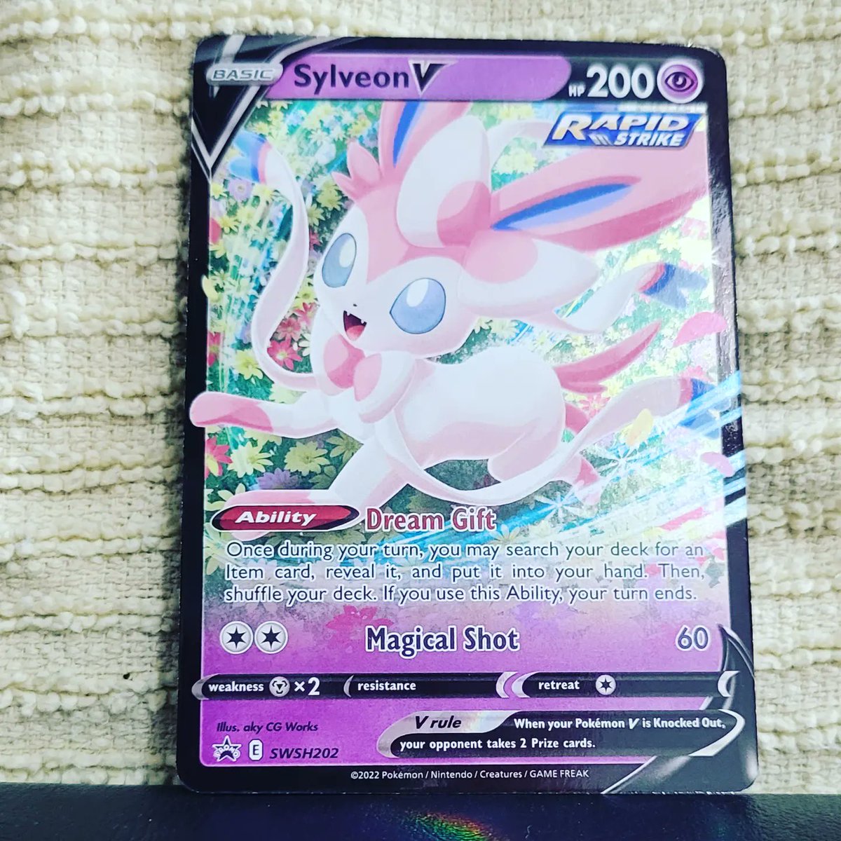 MonkeysClutter's tweet photo. I think I have like 8 copies of this card, and it's like DJ Khalid suffering from success. I'm probably not gonna make it to 40. #sylveon #codecard #pokemon #pokemoncards https://t.co/OsJLjFBfYK