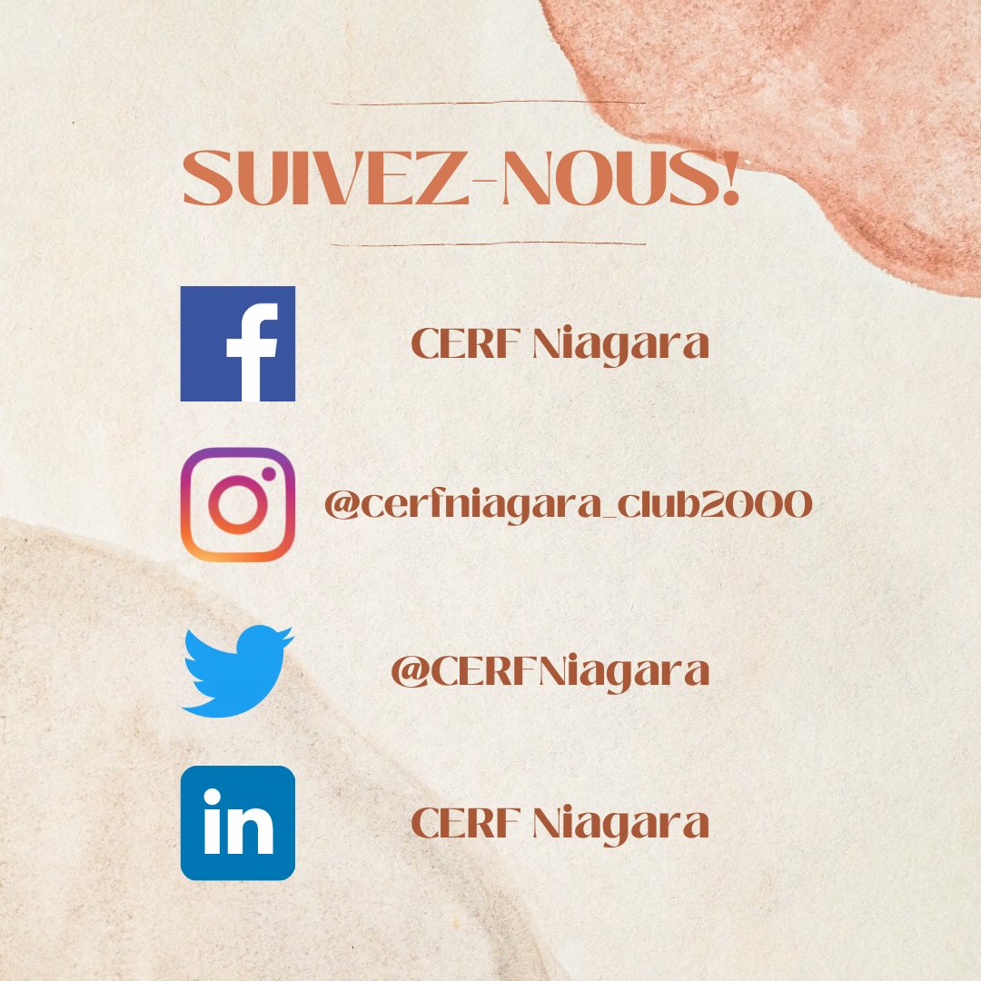 CERFNiagara's tweet photo. Saviez-vous que CERF est présent sur plusieurs plateformes sociales ?  🤔📱
Did you know that CERF is on multiple social platforms? 
Make sure to follow us on all of them to never miss any information! 🤔📱 https://t.co/tar9SoPXF7