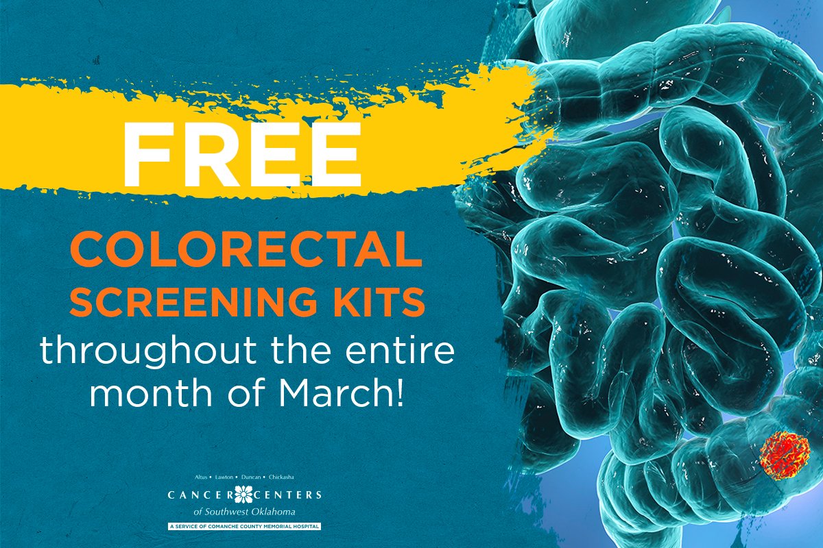 CCSWOK's tweet image. If you have a high risk for colorectal cancer, ask us about our FREE colorectal screening kits during the month of March. We will be distributing free IFOB screening kits at all locations, throughout the entire month! Learn more: bit.ly/3c3ocQU