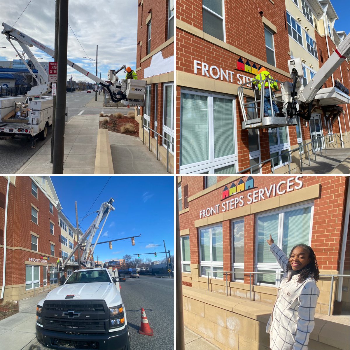 FrontstepsC's tweet photo. We're smiling ear-to-ear as our new signage is up on the front of the building, along W. 25th St! THANKS @FASTSIGNS for your help. Contact us @ 216-781-2250 or https://t.co/WnvemfJfB5 for info #helpishere #frontstepscle #endhomelessness #mentalhealthmatters #EveryoneIsSomeone https://t.co/i3W3gm6G7a