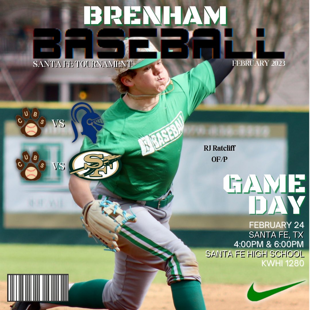 Day ✌️ setup

🆚 Episcopal
⌚️ 4:00
🆚 Santa Fe
⌚️ 6:00
📍 Santa Fe High School
📻 KWHI 1280