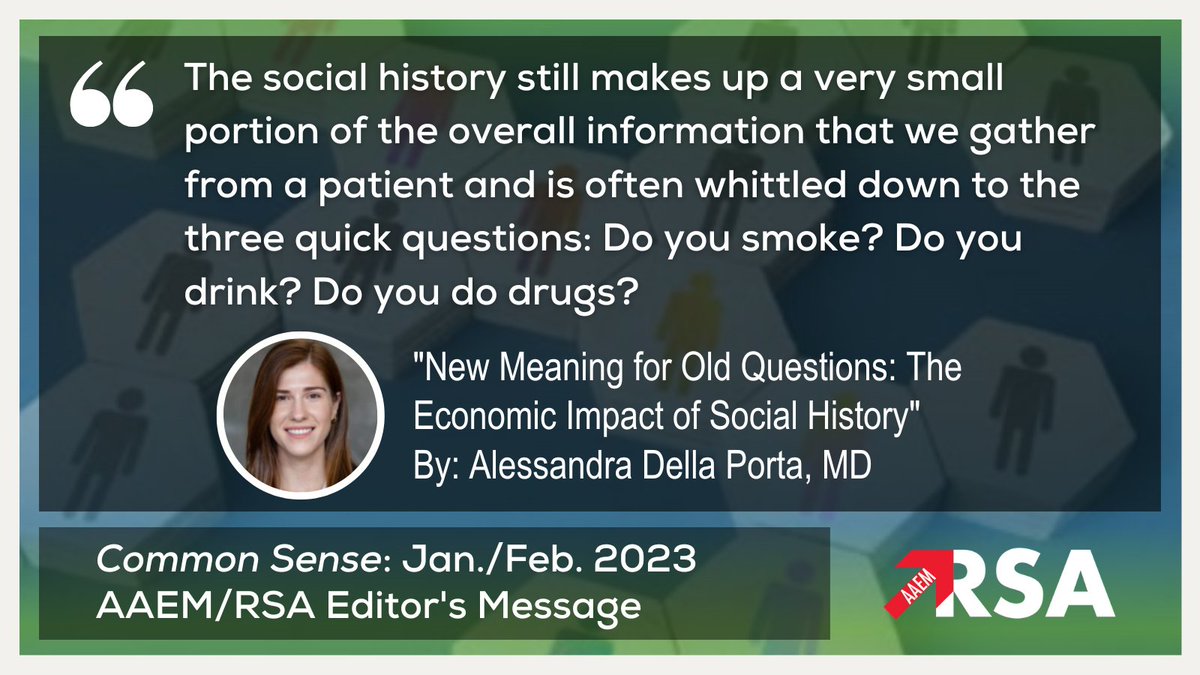 AAEMRSA's tweet photo. The latest AAEM/RSA Editor's Message by Dr. Alessandra Della Porta (@MedEdtweeter) is now available in the January/February 2023 issue of Common Sense. 

Check it out! https://t.co/4dSa9RvAag 
#EmergencyMedicine #MedTwitter https://t.co/GHRBDG1Hq0