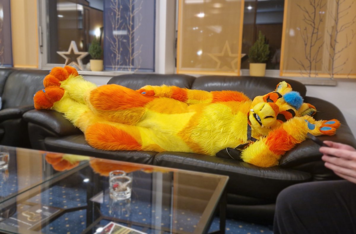 Swift_Lynx's tweet photo. Looks like @TiaanFaith needed some rest after a long night🥴

#Furvester
#FursuitFriday https://t.co/taKRbDCMv6