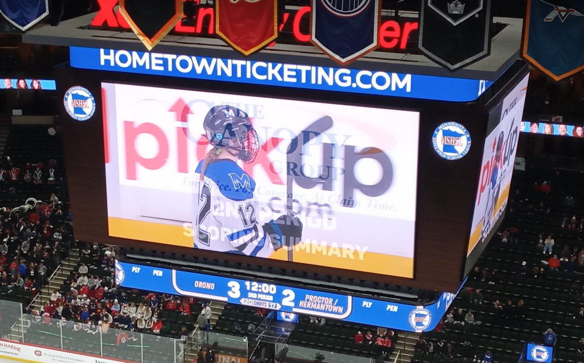 Proctor/Hermantown trails Orono 3-2 after two periods in their Class A girls hockey state semifinal at Xcel Energy Center in St. Paul.