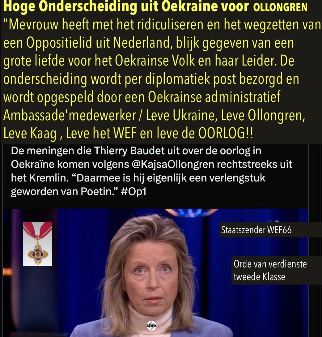 BarryRight2's tweet image. @KajsaOllongren : DE ONDERSCHEIDING BETREFT EEN "DIVERSIVITEITS"MEDAILLE SPECIAAL VOOR "ANDERSOORTVROUWEN" EN WORDT DERHALVE #PERPOST BEZORGD.. #EUkraineMonAmour
