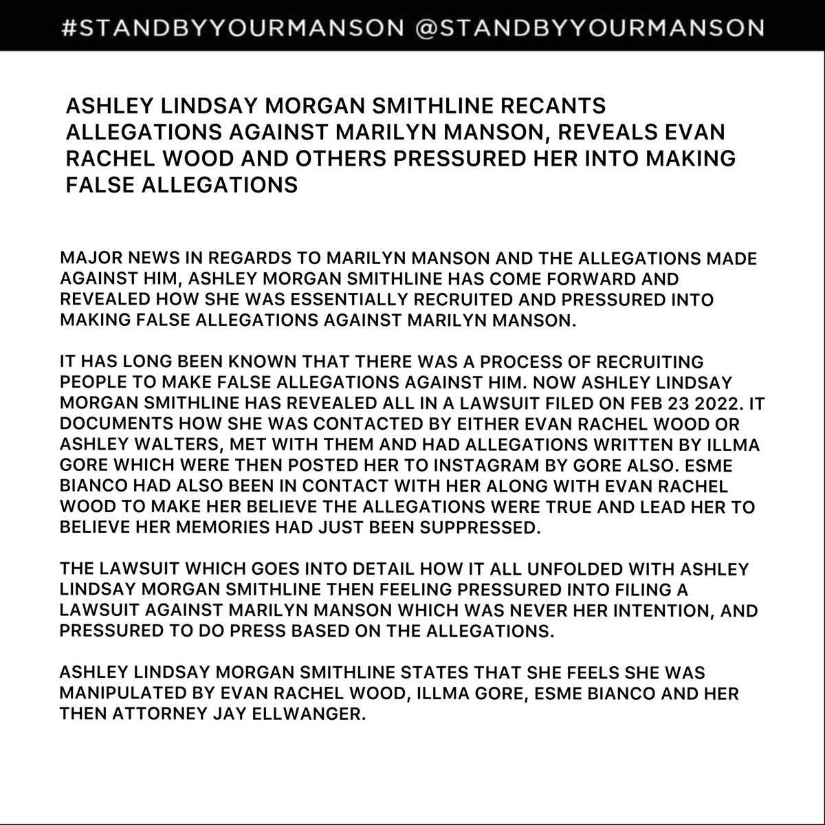 #marilynmanson #MarilynMansonIsInnocent #standbyyourmanson #evanrachelwood #esmebianco #jayellwanger #illmagore