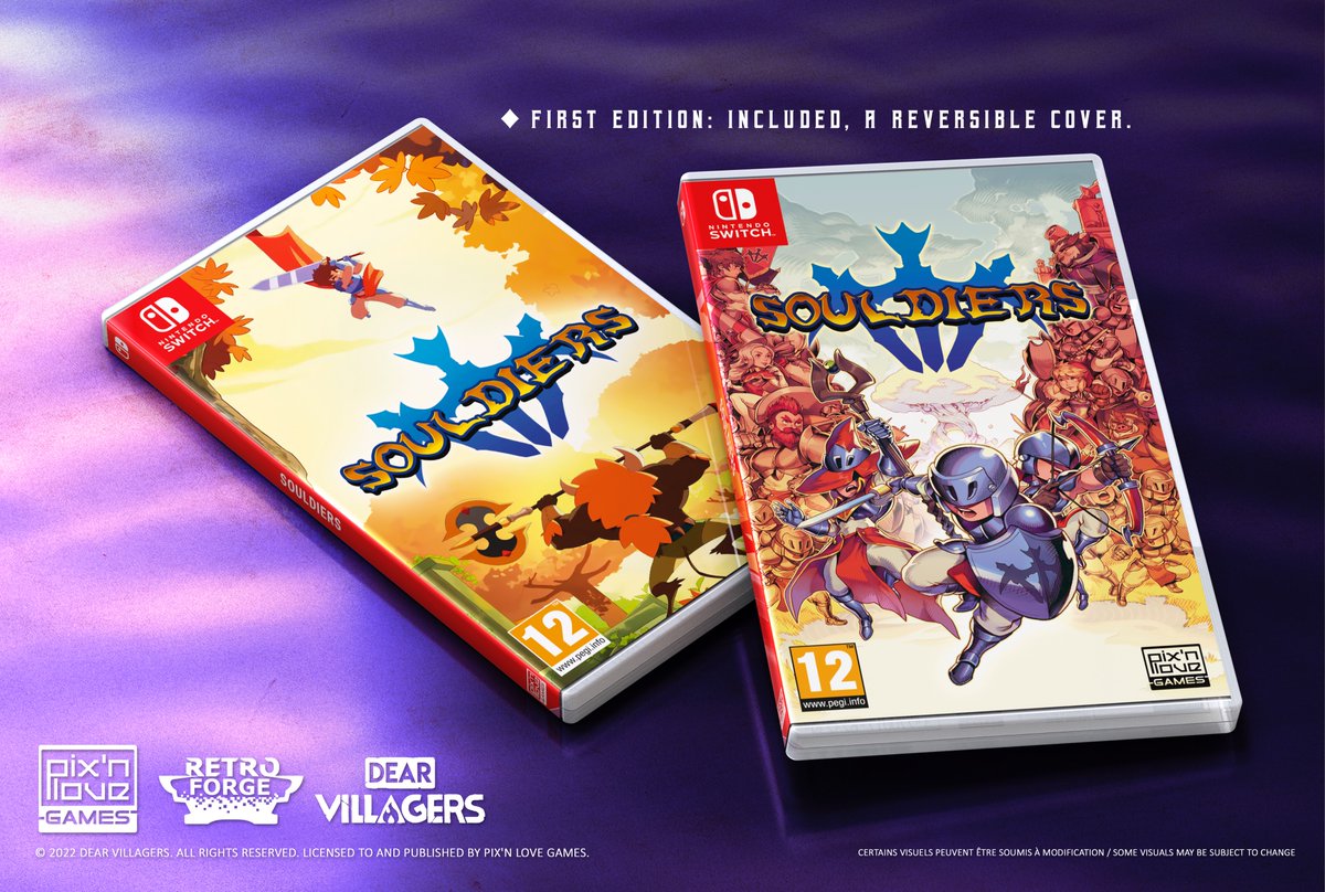 ⚠️CONCOURS⚠️ 

To celebrate the release of SOULDIERS ⚔️ in stores (Europe), Pix'n Love is offering you the chance to win a copy of the First Edition on #NintendoSwitch with its reversible cover!

To play: 
🟡 RT
🔵Follow <a href="/pixnlove_games/">Pix’n Love Games</a> 

➡️ Drawing on 02/28/23