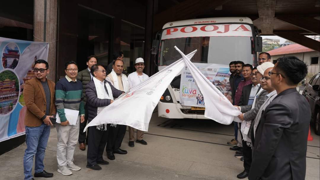 NssNitap's tweet photo. Today our HM Shri Wangki Lowang ji Minister for PHE &amp;WS GoAP and Padamshree Shri YD Thongchi ji Flag off the NSS Students from NIT AP Jote and NERIST to Andhra Pradesh and Rajasthan on Yuva Sangam program under the aegis of EBSB in the presence of Directors NIT AP and NERIST .. https://t.co/oe6pxrU8uI