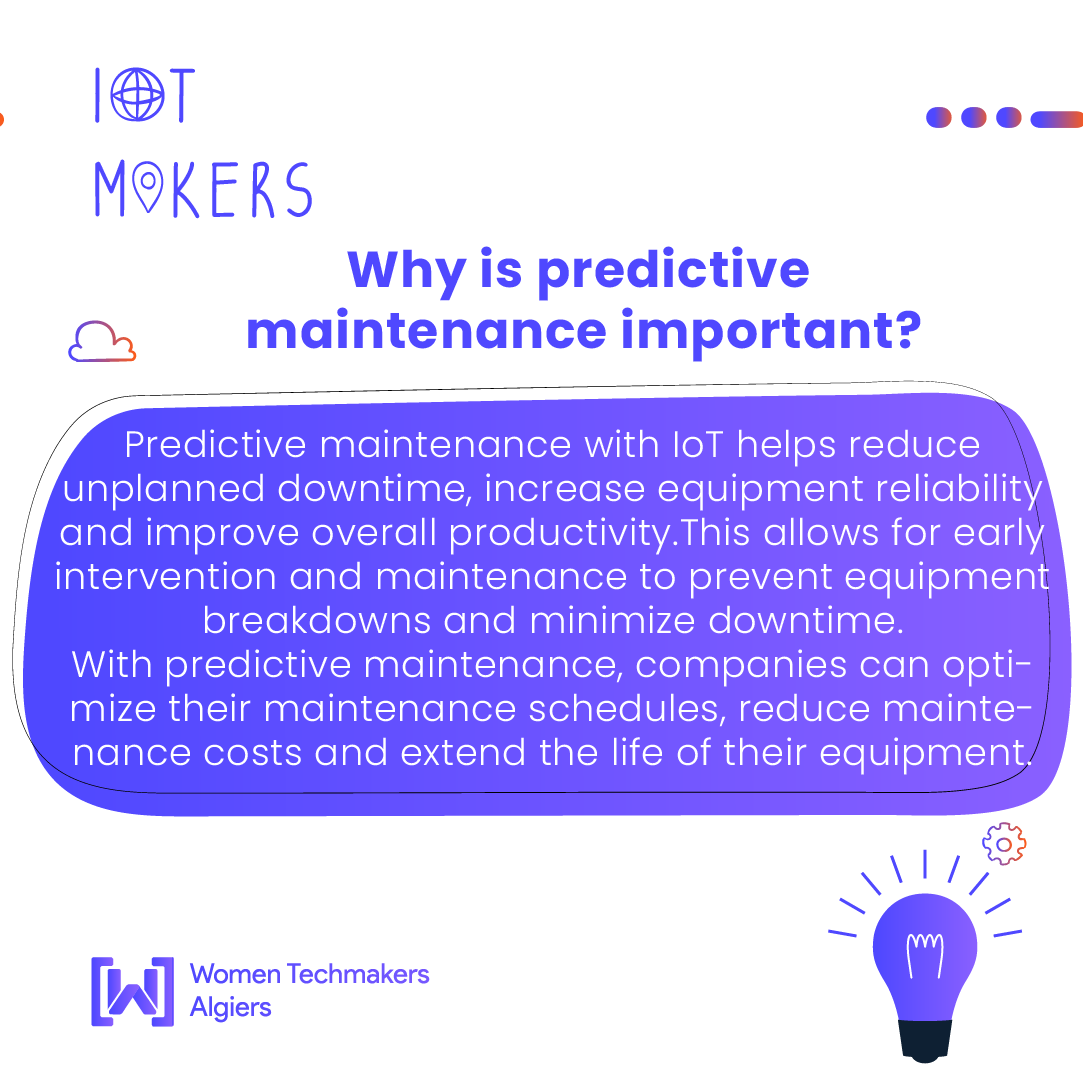 AlgiersWTM's tweet photo. Today's topic: Predictive maintenance, will let you detect anomalies in your operation and possible defects in equipment and processes so you can fix them before they result in failure.

#WTM #WTMAlgiers #IoT #IoTMakers #predictiveMaintenance https://t.co/ik3Q5hKUik