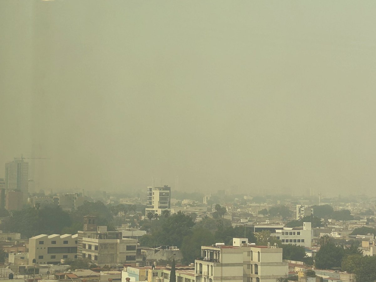 carlosivanmoren's tweet image. La calidad del aire hoy viernes, vista desde el edificio de Rectoría General UdeG (12:40 hrs).

¿Qué medidas toma el @GobiernoJalisco?

¿También es parte de la responsabilidad individual?