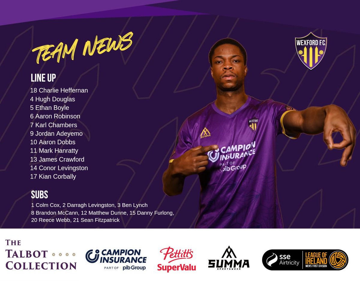 The Wexford team is in!

Kian Corbally and Charlie Heffernan come in for their debuts!