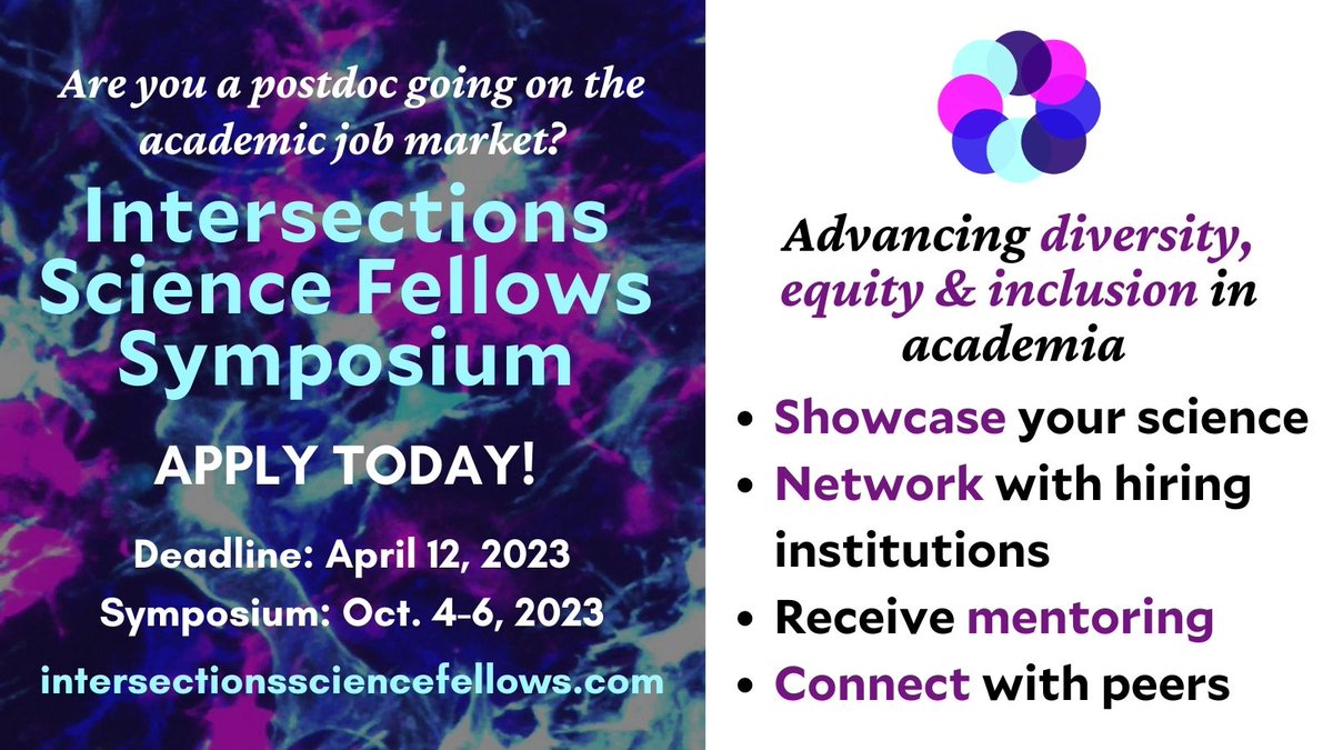 IntersectionsScienceFellows (@interscifellows) on Twitter photo šØWe're back! Applications for the next #ISFS23 are now open! Postdocs interested in faculty careers: Apply to showcase your work, network w/ hiring institutions, receive mentorship, and connect w scientists from diverse backgrounds! Pls share broadly! intersectionssciencefellows.com/for-applicants šØWe're back! Applications for the next #ISFS23 are now open! Postdocs interested in faculty careers: Apply to showcase your work, network w/ hiring institutions, receive mentorship, and connect w scientists from diverse backgrounds! Pls share broadly! intersectionssciencefellows.com/for-applicants