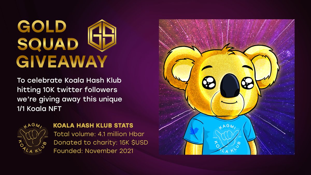 MASON VERSLUIS (@masonversluis) on Twitter photo HUGE $HBAR NFT GIVEAWAY! ๐คฏ
We have teamed up with <a href="/KoalaHashKlub/">Koala Klub | KFK: ALPHA TESTING</a> to giveaway a unique 1/1 Koala NFT to a lucky winner.
๐๐ข๐ช ๐ง๐ข ๐๐ก๐ง๐๐ฅ:
๐ญ. ๐๐ถ๐ธ๐ฒ + ๐ฅ๐ฒ๐๐๐ฒ๐ฒ๐
๐ฎ. ๐๐ป๐๐ฒ๐ฟ ๐๐ต๐ฟ๐ผ๐๐ด๐ต ๐๐ต๐ถ๐ ๐น๐ถ๐ป๐ธ ๐
bit.ly/goldsquadxkoalโฆ HUGE $HBAR NFT GIVEAWAY! ๐คฏ
We have teamed up with <a href="/KoalaHashKlub/">Koala Klub | KFK: ALPHA TESTING</a> to giveaway a unique 1/1 Koala NFT to a lucky winner.
๐๐ข๐ช ๐ง๐ข ๐๐ก๐ง๐๐ฅ:
๐ญ. ๐๐ถ๐ธ๐ฒ + ๐ฅ๐ฒ๐๐๐ฒ๐ฒ๐
๐ฎ. ๐๐ป๐๐ฒ๐ฟ ๐๐ต๐ฟ๐ผ๐๐ด๐ต ๐๐ต๐ถ๐ ๐น๐ถ๐ป๐ธ ๐
bit.ly/goldsquadxkoalโฆ