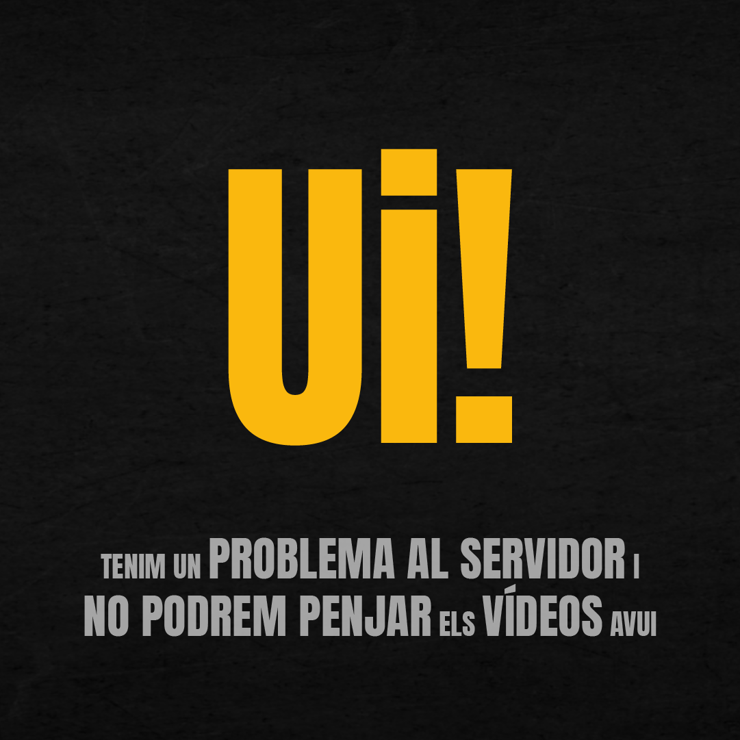 Tenim un problema amb el servidor de l'organització del <a href="/ConcursCancoCat/">CançóCat</a> que no ens permet penjar els vostres vídeos avui. Tant aviat com tinguem solucionat el problema, penjarem els vídeos i us n’informarem per xarxes socials.

Gràcies per la vostra comprensió!