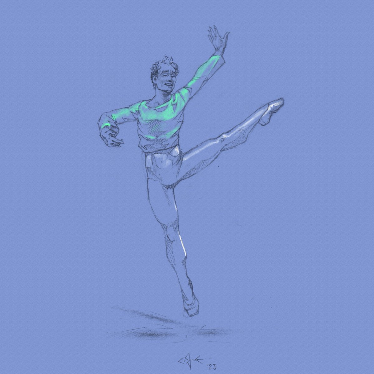 "borne"
Christopher J. Engle ©2023

#dancer #balletdancer #ballet #pencil #blue #art #originalwork #drawing