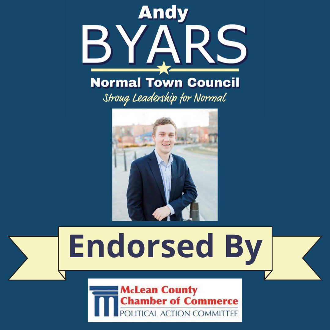 AndyForNormal's tweet image. Thank you McLean County Chamber of Commerce Political Action Committee for your endorsement! I look forwarding to working with our business community to support continued growth and economic opportunity in Normal!