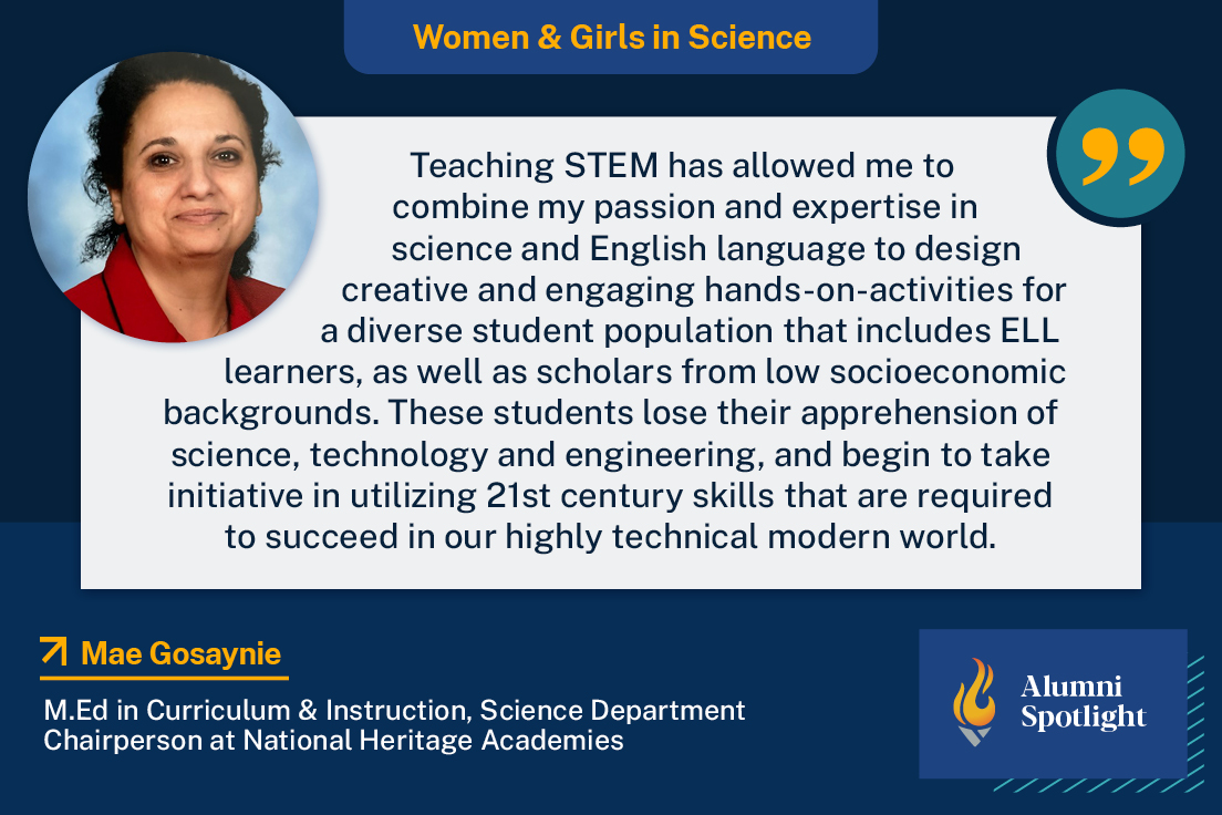 ACE_CShelton's tweet image. I have very much enjoyed celebrating our alumni who are #womeninscience. For the last post in this series, I am sharing what Mae Gosaynie, a Curriculum &amp;amp; Instruction grad has to say about teaching in the science field. #ACEAlumni