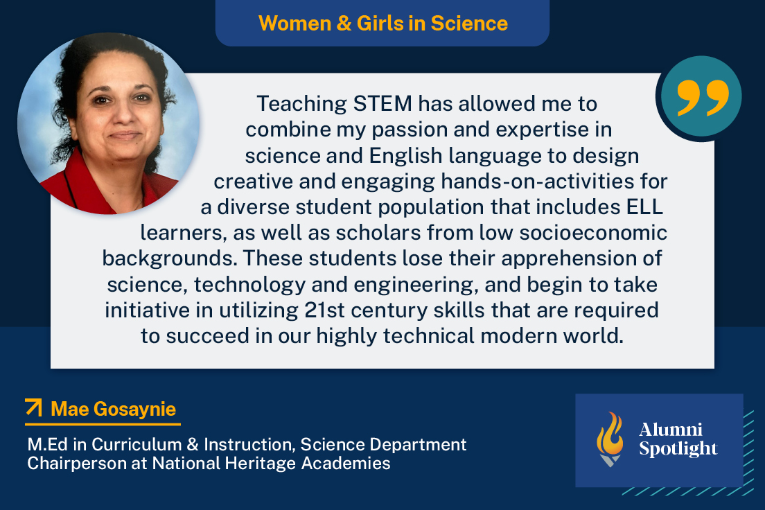 I have very much enjoyed celebrating our alumni who are #womeninscience. For the last post in this series, I am sharing what Mae Gosaynie, a Curriculum & Instruction grad has to say about teaching in the science field. #ACEAlumni