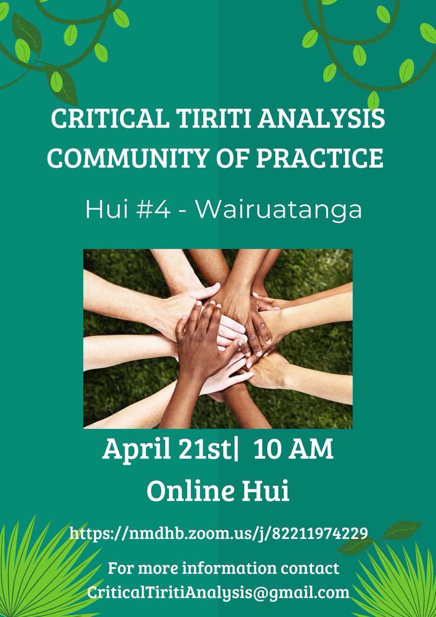 Next #CriticalTiritiAnalysis community of practice focuses on wairuatanga. Featuring Richard Egan and Trevor Simpson join us