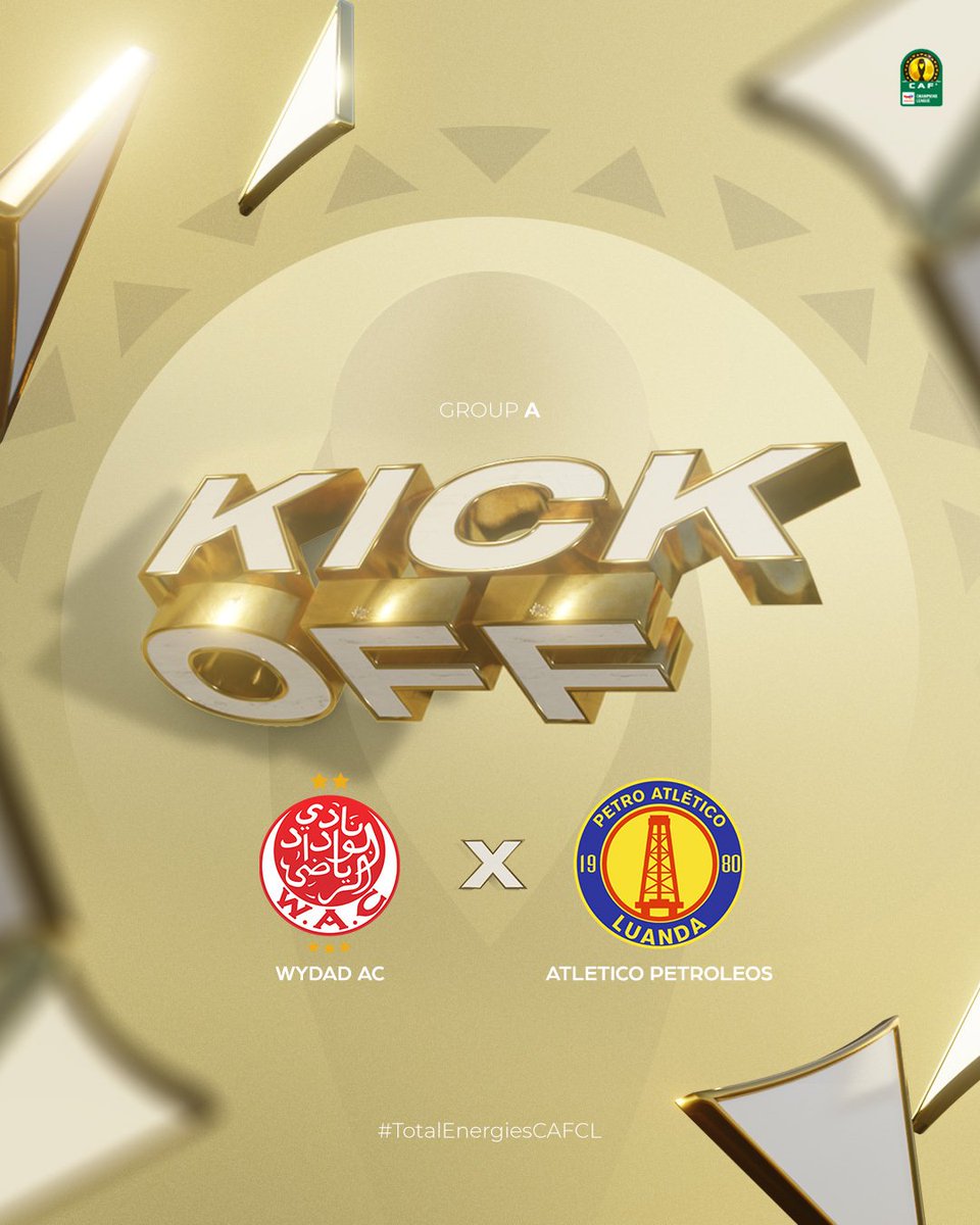 CAFCLCC_fr's tweet photo. COUP D’ENVOI! ⏱
🇲🇦 @WACofficiel 🆚 @petro_de_luanda 🇦🇴
#TotalEnergiesCAFCL | #WACAP https://t.co/FAE2sq0fsW