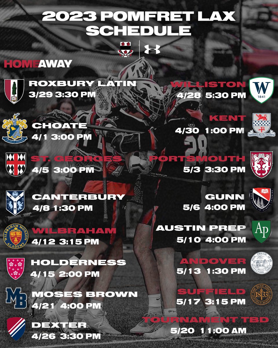 Schedule for the 2023 Season! Excited to get started!