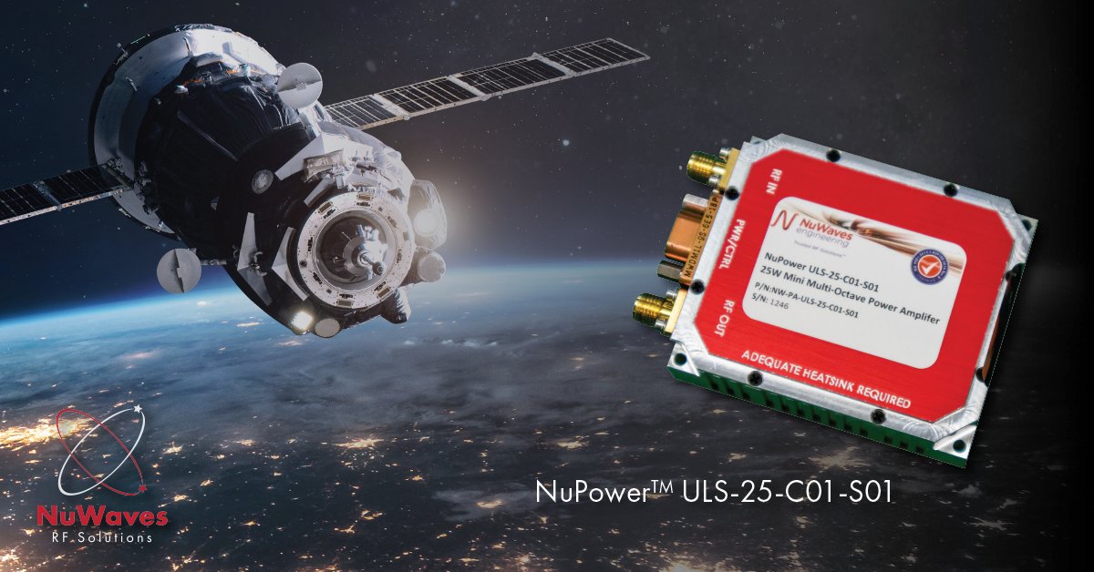 NuWaves's tweet photo. The NuPower™ ULS-25-C01-S01 is a high-efficiency power amplifier that boasts 25 watts of RF power. It is extremely lightweight at just 2 oz and 2.34" x 1.96" x 0.62" (LxWxH) to fit within small for small satellites, LEO, and CubeSat applications. 

https://t.co/oqqd35b8wk https://t.co/CawnHOtNLn