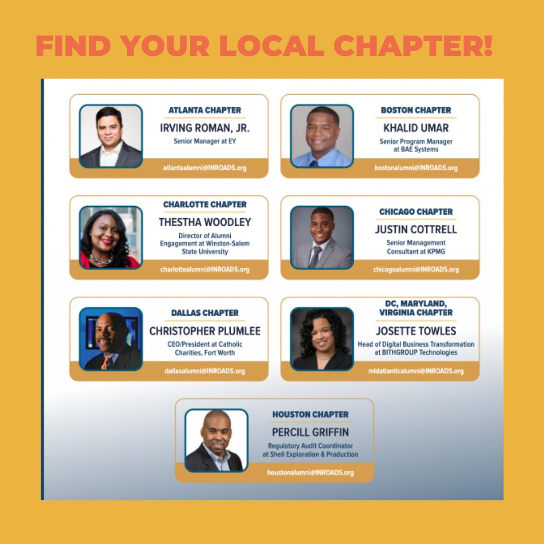 INROADS's tweet photo. Are you connected to your Alumni community at INROADS?
Learn more about the impact of our Alumni by taking a look at our INROADS Publication: 📰 https://t.co/BLmnWtZX09
#INROADS #ALUMNI #Alumnichapter #networking https://t.co/lKudLDhyks