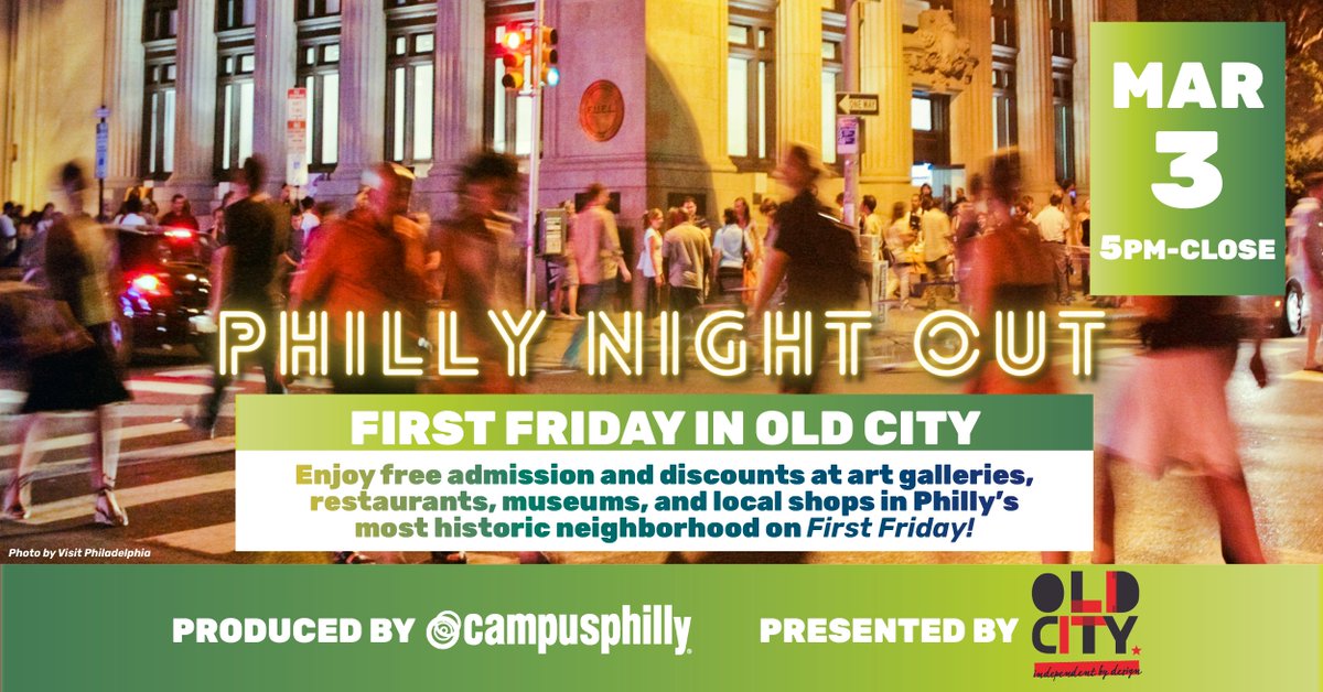 Campus Philly (@campusphilly) on Twitter photo Join <a href="/campusphilly/">Campus Philly</a> for our next #PhillyNightOut in <a href="/OldCityDistrict/">Old City Philly</a> on 3/3 (aka: First Friday!) from 5-9pm. College students + recent graduates who sign up will get an exclusive pass to *tons* of deals & discounts at participating businesses! See the list: bit.ly/3KB9EXL Join <a href="/campusphilly/">Campus Philly</a> for our next #PhillyNightOut in <a href="/OldCityDistrict/">Old City Philly</a> on 3/3 (aka: First Friday!) from 5-9pm. College students + recent graduates who sign up will get an exclusive pass to *tons* of deals & discounts at participating businesses! See the list: bit.ly/3KB9EXL