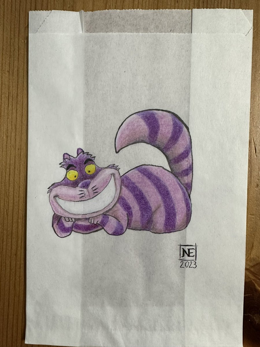 Kennt ihr das, wenn ein als leicht gedachtes Motiv sich während des Zeichnens als deutlich kniffliger herausstellt? Einfach das Beste daraus machen für die nächste #Brotpapiertüte 😁 #AliceInWonderland #kleineKunstklasse Habt ein schönes Wochenende!