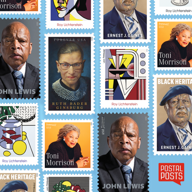 h_usps's tweet photo. #USPS #ForeverStamps #ErnestGaines #ToniMorrisonStamp #JohnLewisStsamp #RoyLichtensteinstamps #RBGStamp #USPSEmployee https://t.co/xeIC8IvAY7