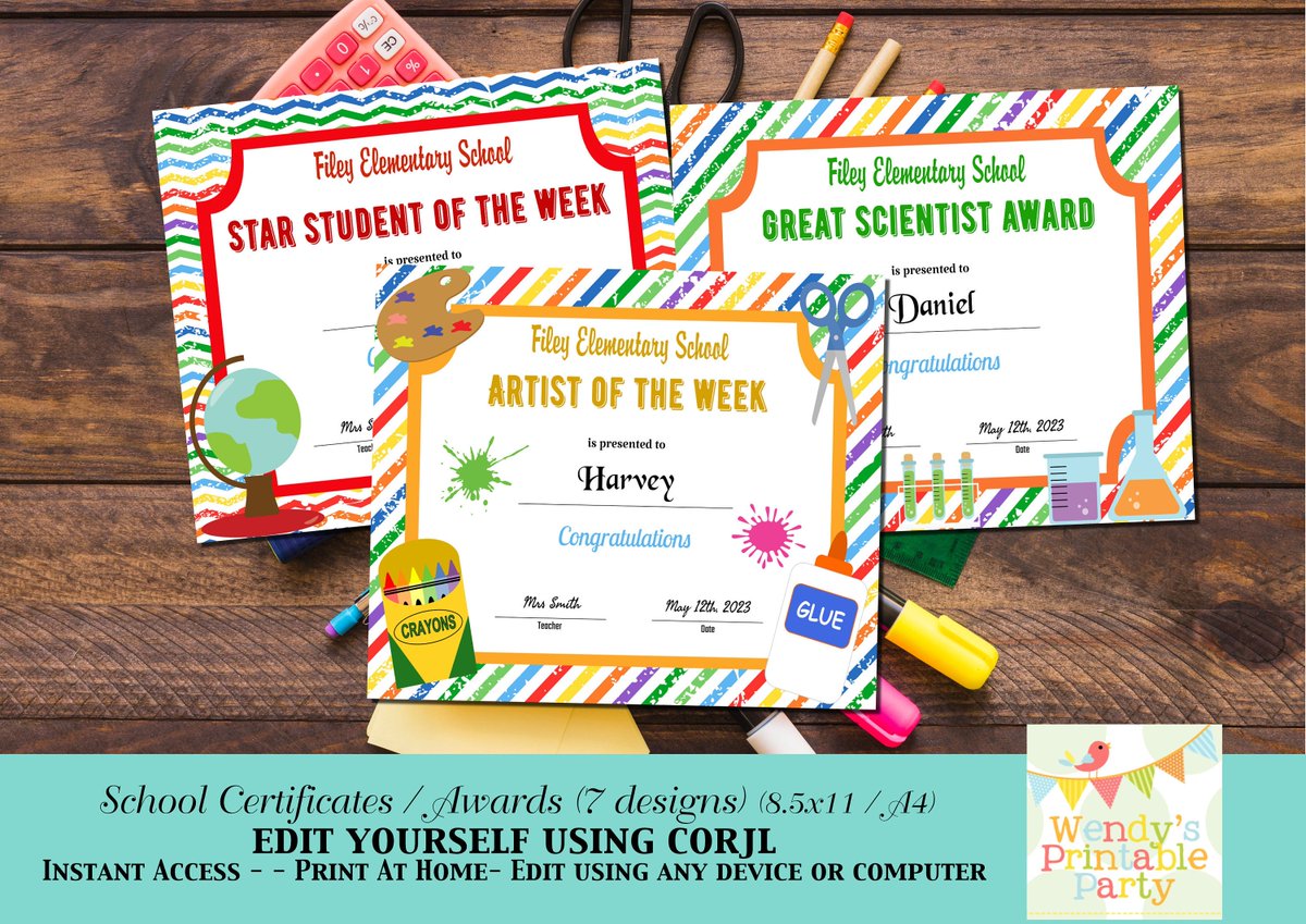 Excited to share the latest addition to my #etsy shop: EDITABLE - Set of 7 School Award Certificate templates PDF & Jpeg Corjl Edit, Instant Download. Details in listing. Star Student Sports Day etsy.me/3IRXmZN #certificate #schoolaward #corjl #teacherprintable