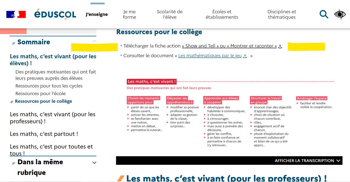 VPantaloni's tweet image. Description du dispositif "Sow and tell" en mathématiques dans la ressource @Eduscol du #planmaths au collège :
📄eduscol.education.fr/document/33794…
Faire évoluer les représentations des élèves sur les maths :
🌐eduscol.education.fr/3739/faire-evo…