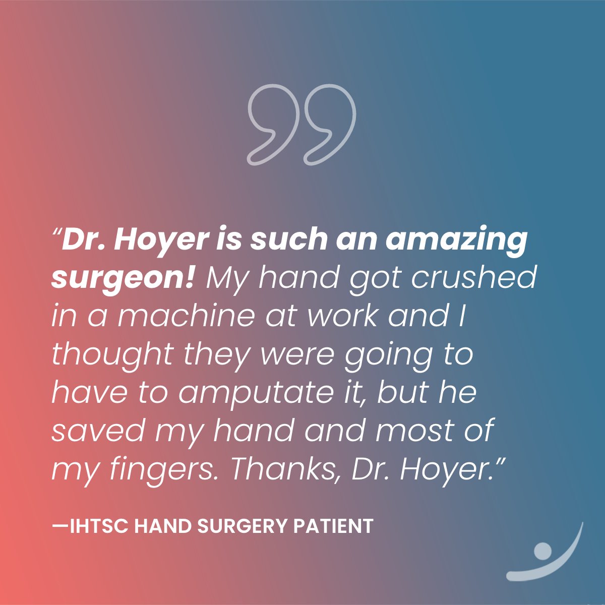 INhand2shoulder's tweet photo. Thank you! We love hearing from patients about their experiences with our staff and doctors.
Request an appointment with IHTSC →
https://t.co/zo7xTSBg1G
#HandSurgeon #HandDoctor #HandSpecialist #HandInjury #FingerSurgeon #FingerDoctor #FingerInjury #CrushInjury https://t.co/pz8vhWPxmM
