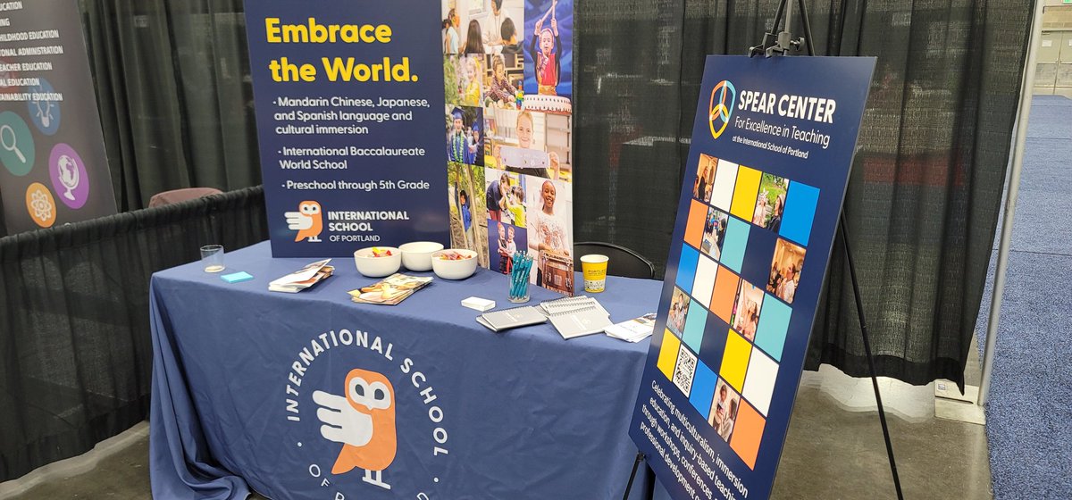 Love representing the <a href="/intlschool/">International School of Portland</a> of Portland and the <a href="/spearcenterpdx/">Spear Center for Excellence in Teaching</a> at #NABE2023! Come on by and learn more about our job and professional development opportunities! #ibpyp <a href="/NABEorg/">NABE- National Association for Bilingual Education</a> #immersion