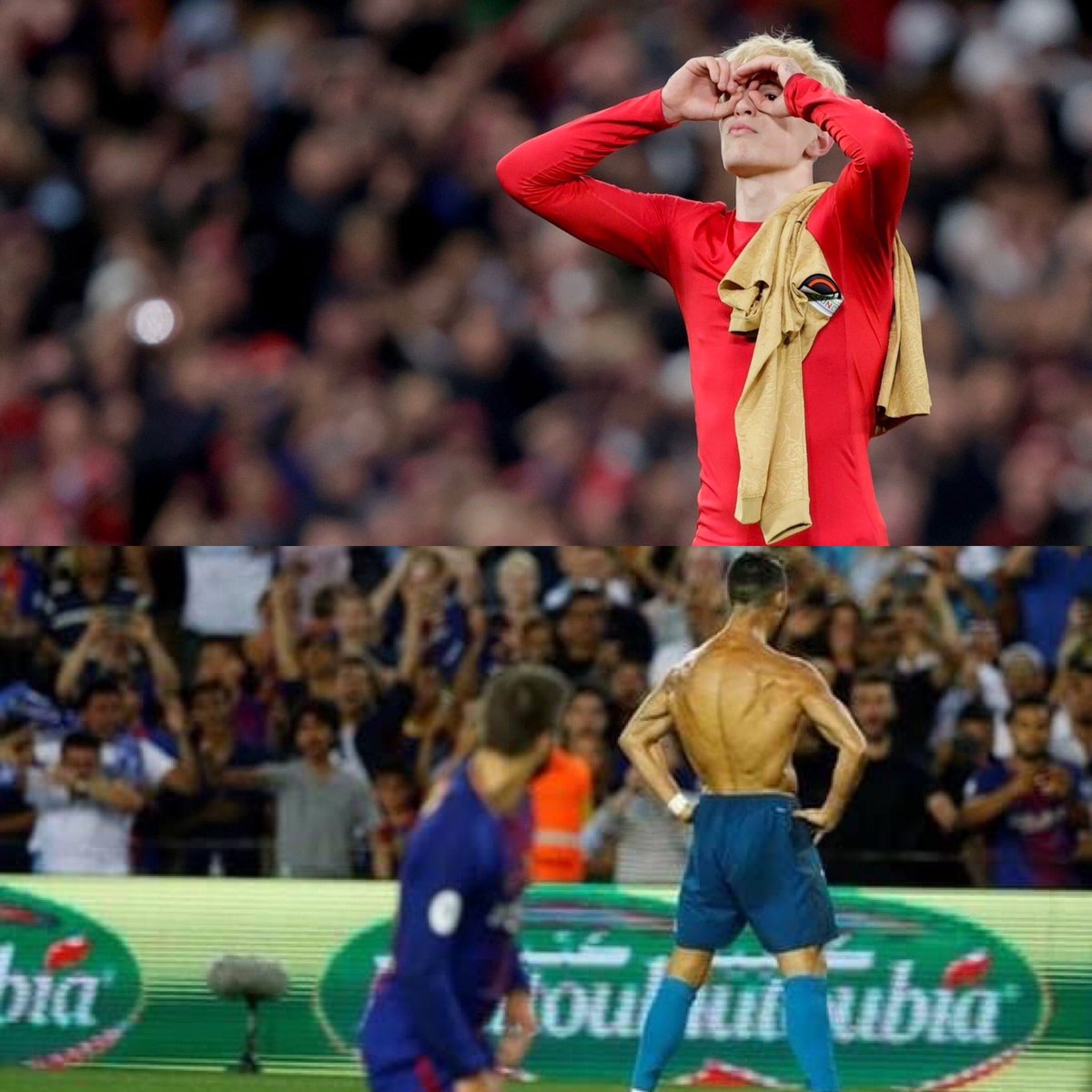 NoodleHairCR7's tweet photo. Garnacho is definitely the biggest Ronaldo fan boy right now. He’s rattled the entire Barcelona fan base just like Ronaldo https://t.co/rTYsKB71H3