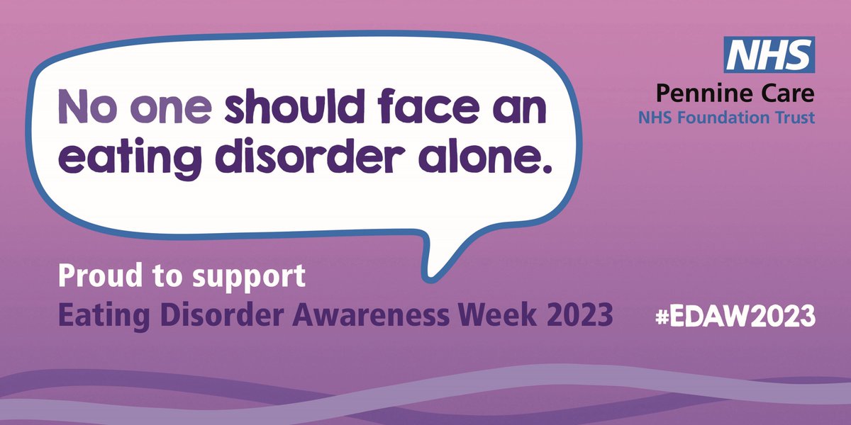 PennineCareNHS's tweet image. Today is the start of #EatingDisordersAwarenessWeek

Our community eating disorders services, part of
@PennineCAMHS, are here for young people across our patch - there&apos;s more info on our website.

We&apos;ll be sharing some more advice throughout this week, so please share! #EDAW2023