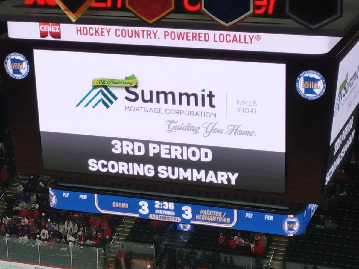 We have overtime here in the Class A girls hockey state semifinals after Mirage forward Izy Fairchild scores a power-play goal with 32 seconds remaining in regulation. Orono 3, Proctor/Hermantown 3 at the Xcel Energy Center in St. Paul.