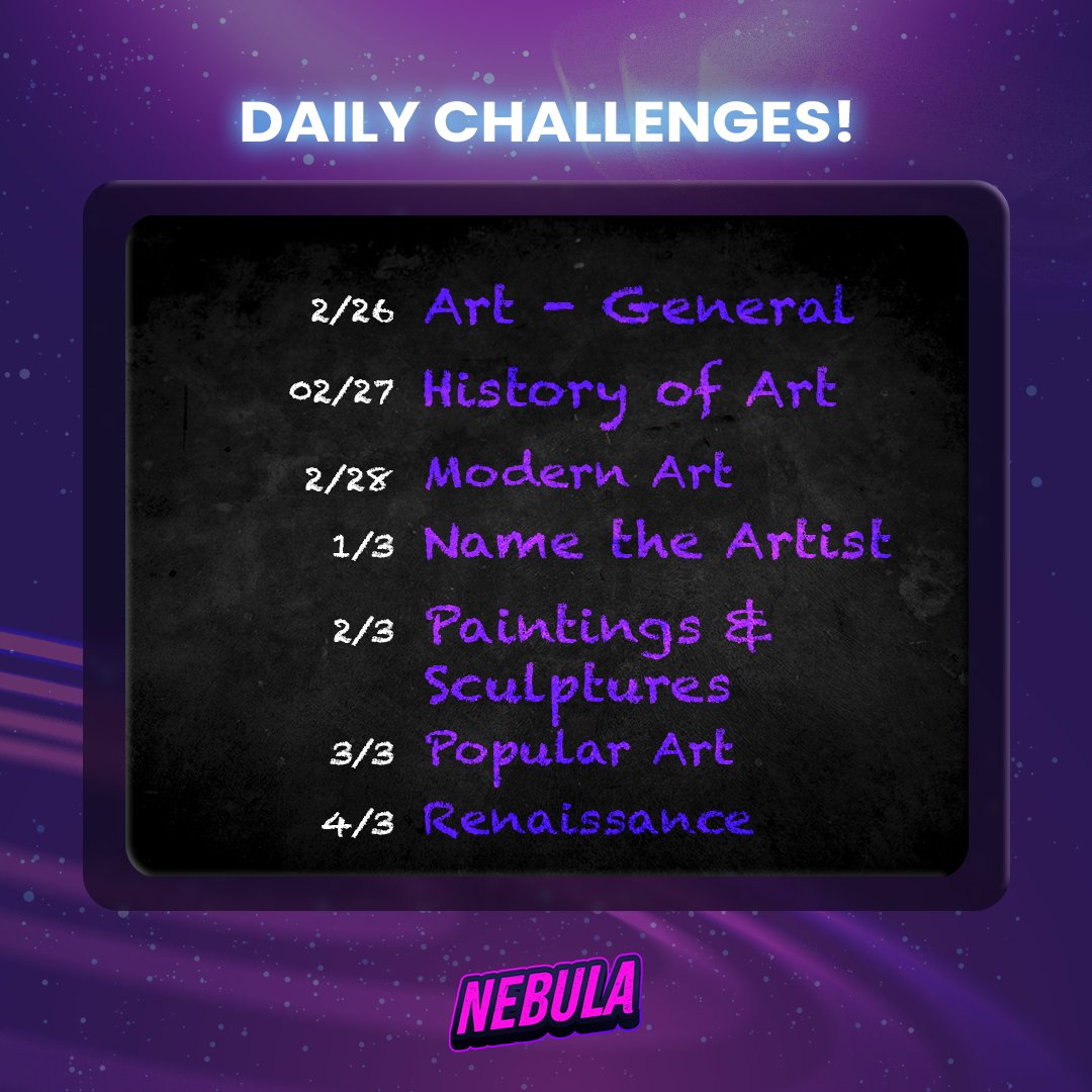 This week we are focusing on Art. Show off your artistic knowledge and rack up extra tokens! 🎨🖌👀
 #art #historyofart #modernart
