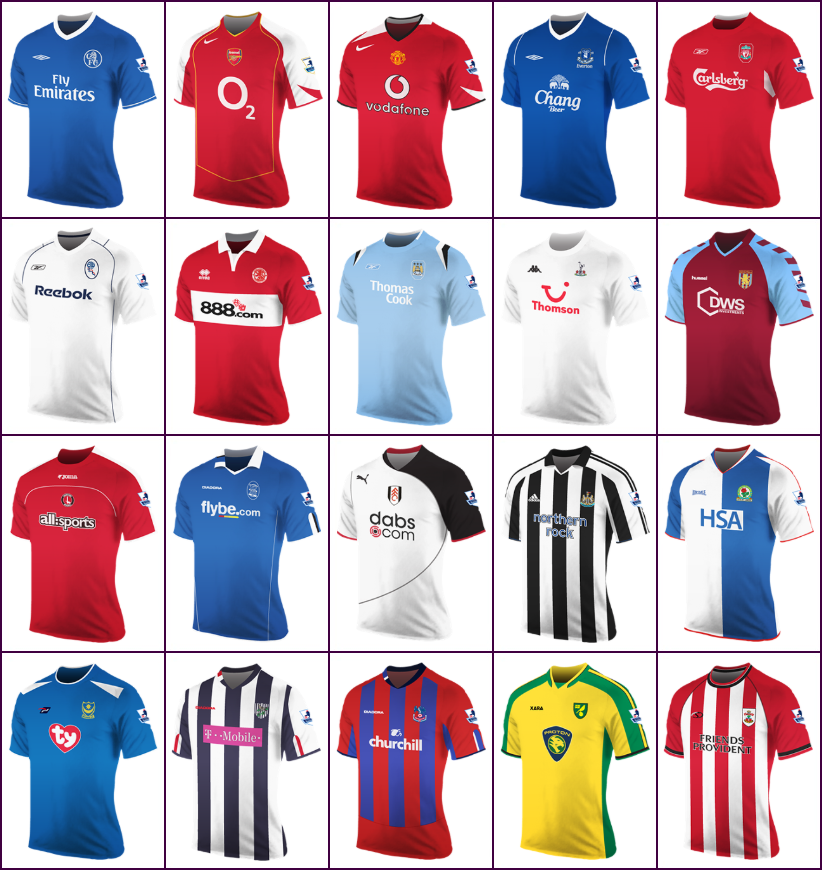 Here's every Premiership home shirt from the 2004-05 season, in the order they finished in the table.

Any favourites? Did you like/buy your club's home kit that season?
<a href="/The_Kitsman/">𝙏𝙃𝙀 𝙆𝙄𝙏𝙎𝙈𝘼𝙉</a>