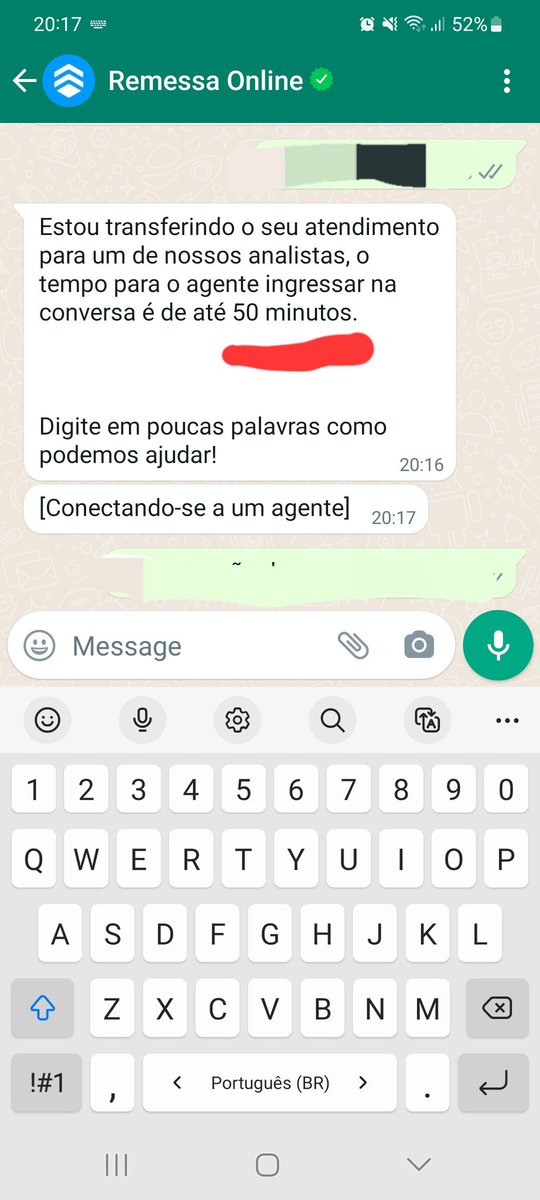 Poxa @RemessaOnline.. eu tento ser um cliente fiel e faço remessas semanalmente que com vocês.

Mas aí é difícil. Falar que vai demorar 50 MINUTOS para um agente atender, é de cair os butiá dos bolso!