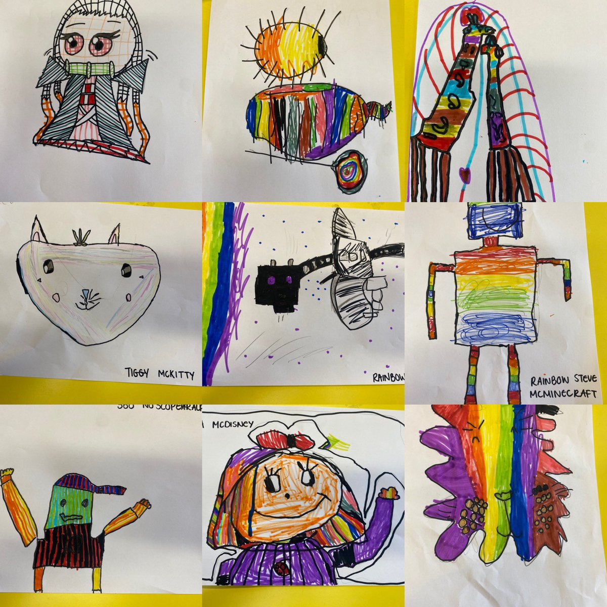 Last week we learnt about Scottish Artist Steven Brown and his work. We used oil pastels to work on his rainbow technique. This week we created our own rainbow masterpieces inspired by his style! <a href="/FernieleaSchool/">Fernielea School</a>  <a href="/stevenbrownART/">Steven Brown Art</a>