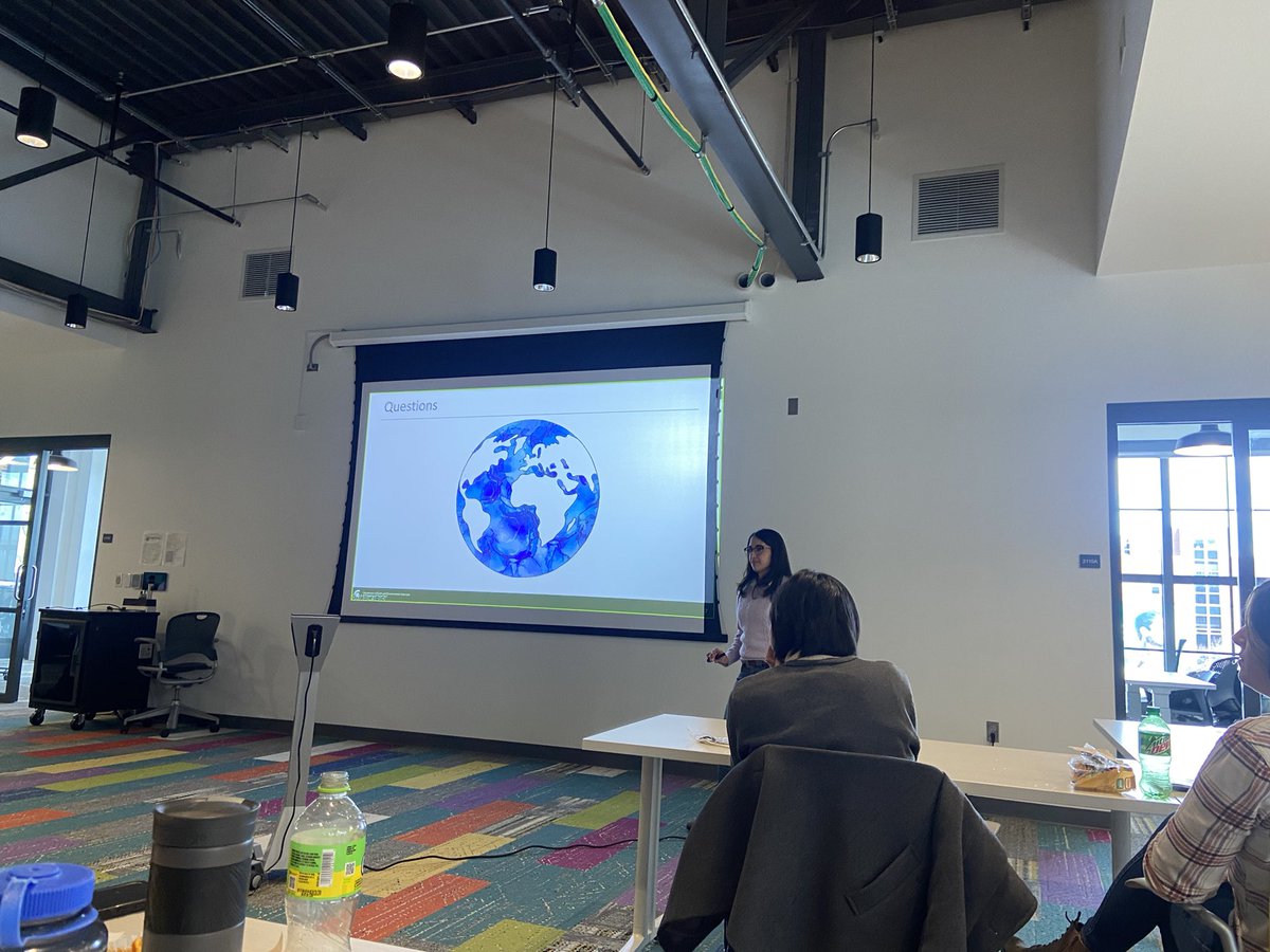 After her first semester of her program, Samin Abolmaali showed us her early particle tracking results for nutrient flows into coastal wetlands from the Great Lakes. (I nearly forgot to get a photo!)