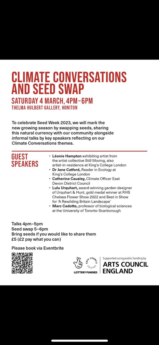 Please do come to Seed Swap and Climate Conversations event at the Thelma Hulbert Gallery. It's also the last day of 'A Language of seeds’ 

4 - 6pm (talk 4-5pm, seed swap 5-6pm). Bring seeds if you would like to share or swap them or just come along to find new seed to take home